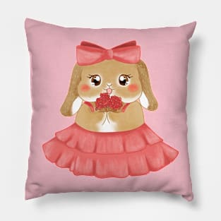 Bunny Flower Girl _ Bailey Pink Bow and Dress _ Bunniesmee Wedding Edition Pillow