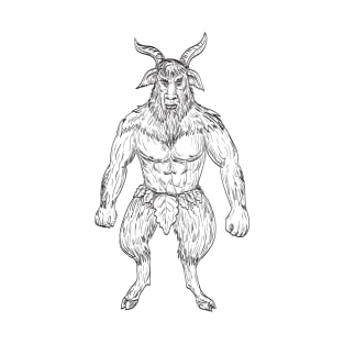 Akerbeltz or Aker a Spirit in the Basque Folk Mythology in the Form of a Billy Goat Standing Drawing T-Shirt