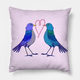 Lovely birds and worm heart Pillow