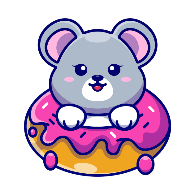 Cute baby mouse with doughnut cartoon by Wawadzgnstuff