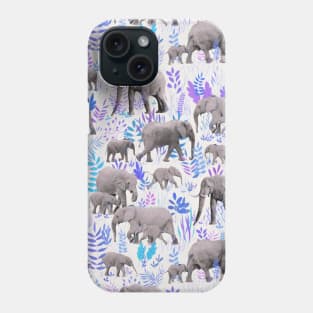 Sweet Elephants in Aqua, Purple, Cream and Grey Phone Case