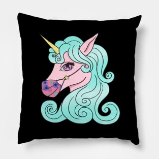 Unicorn with floral mask Pillow