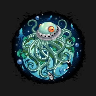 Octopus Alien Spaceship Fantasy Creature T-Shirt