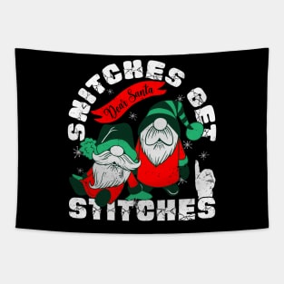 Snitches Get Stitches Funny Xmas Gnomes Tapestry