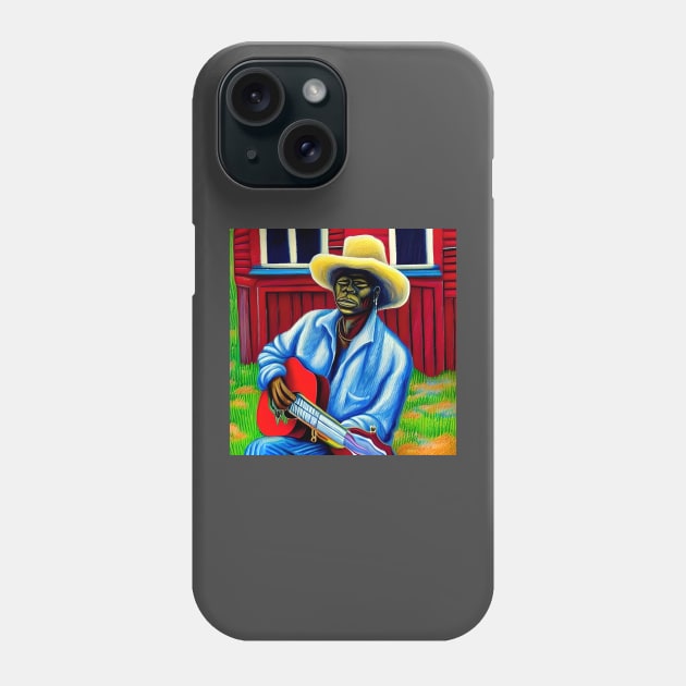 An artistic impression of a blues musician from the Mississippi delta playing guitar. Phone Case by Musical Art By Andrew