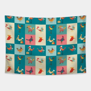 Bird & Square Pattern Tapestry