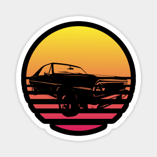 vintage retro wave car black Magnet