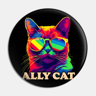 LGBT Cute Ally Cat Gay Pride LGBTQ Flag Pride Gear Pin