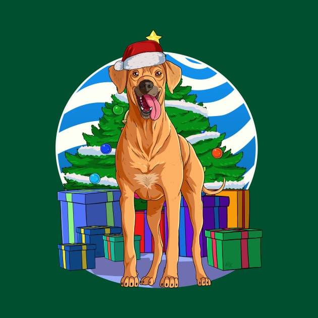 Rhodesian Ridgeback Dog Cute Santa Christmas Gift by Noseking