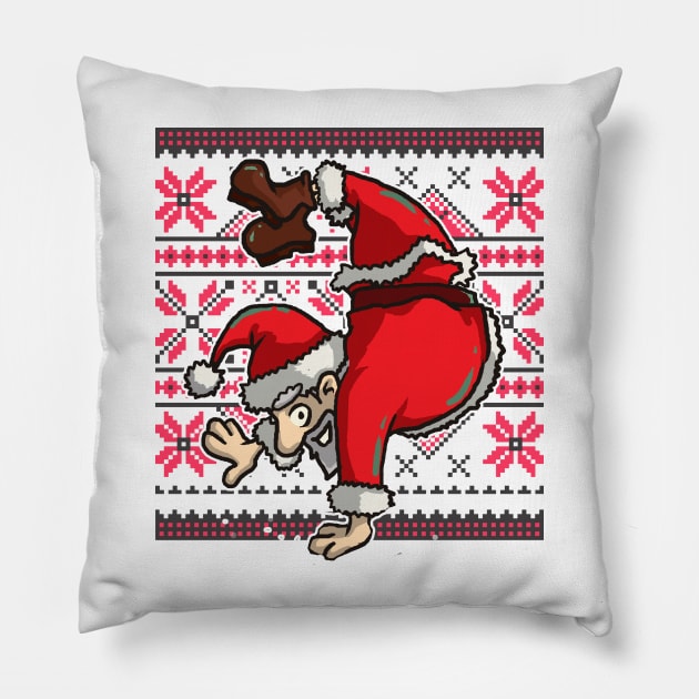 Ugly Christmas Sweater T-Shirt | Handstand Santa Claus Pillow by TellingTales