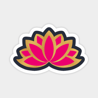 Pink and gold lotus design , Traditional lotus Magnet