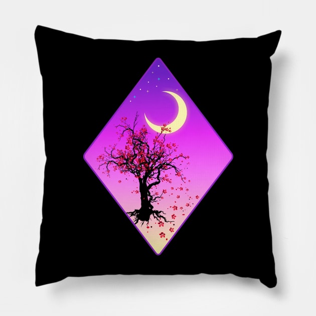 Romantic Night | Cherry Blossom | Sakura Tree by Visualuv Pillow by VISUALUV