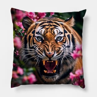 Floral Tiger Roar Pillow