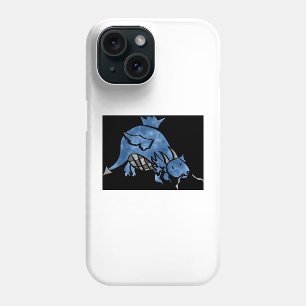 Chonky Blue Dragon On Black Background Phone Case by Thedisc0panda