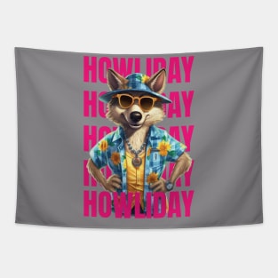 Howliday Adventure: Wolf and Summer Inspired T-Shirt Tapestry
