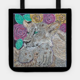 Lion with roses Tote