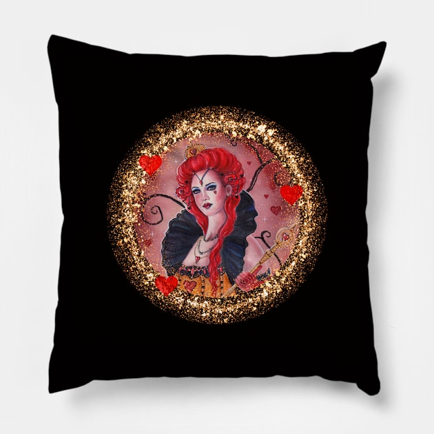 Queen of hearts designed by Renee Lavoie Pillow by ReneeLLavoie