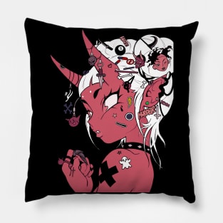 Vaporwave Evil Cyberpunk Cool Girl Pillow