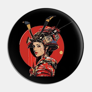 Japan Warrior Girl Pop Art Style Pin