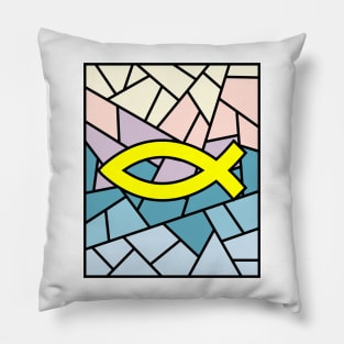 The ancient sign of the early Christians is a fish. Pillow