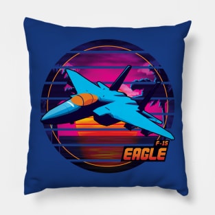 Neon Retro F-15 Eagle Pillow