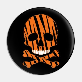 Tiger Print Skull Pin