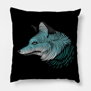 Wolf line lovely blend drawing cute cool colorful Pillow