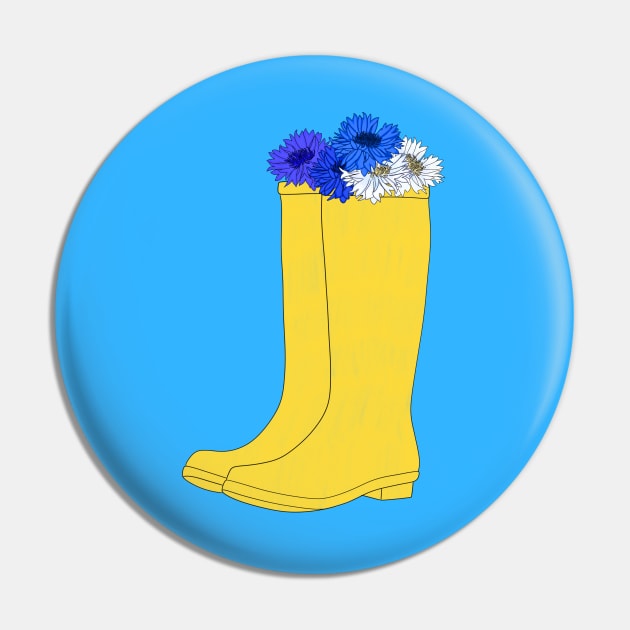 Yellow Wellies Pin by PNFDesigns