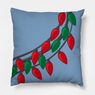 Triple String of Red and Green Holiday Lights Pillow