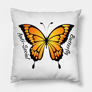 Orange Anti Social Butterfly Pillow