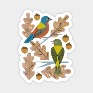 Bunting Pair In Oak Magnet