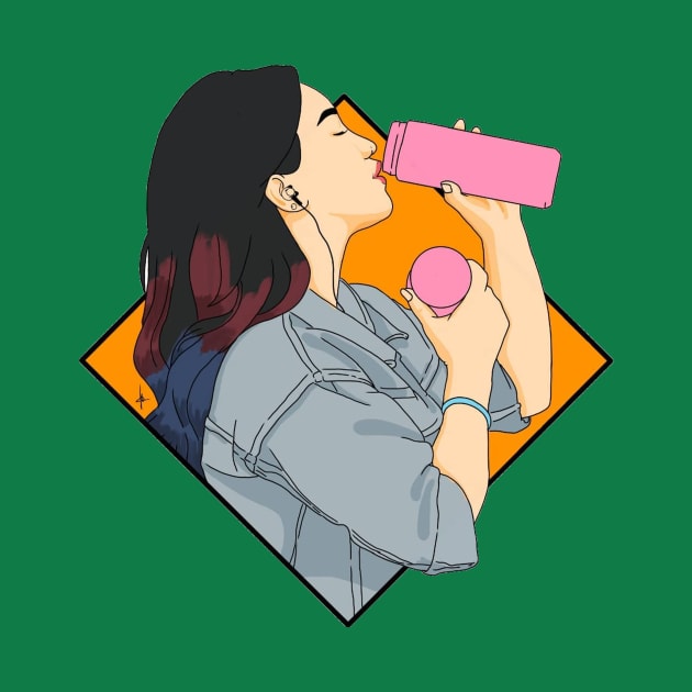 Beautiful woman drinking milk by Gunilata