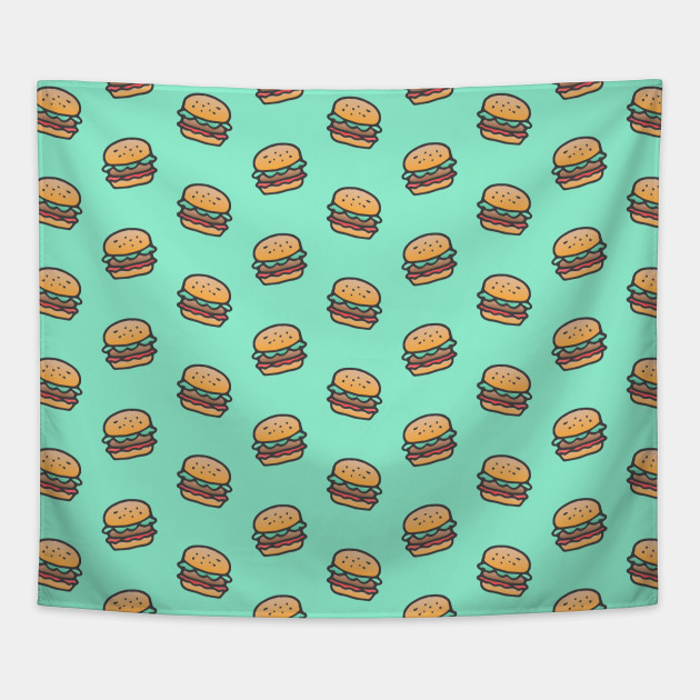 Burger Pattern on Mint Green