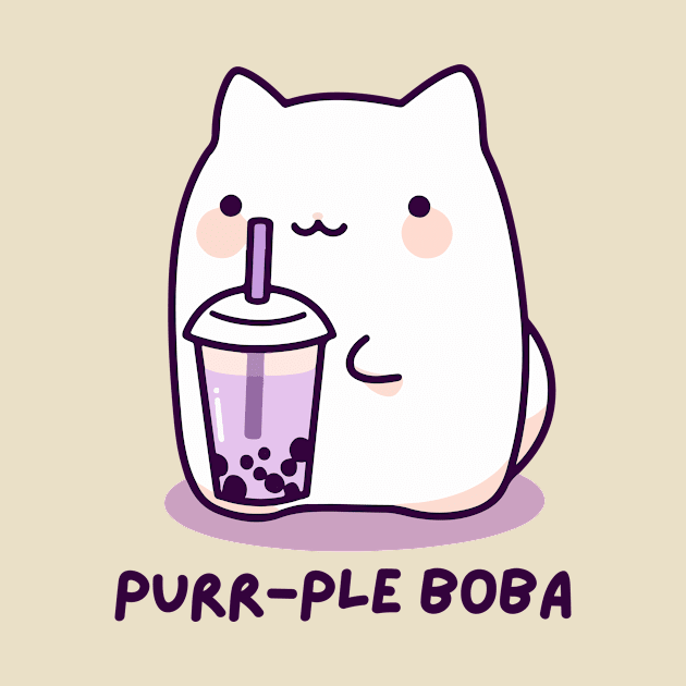 Purr-ple Boba - Funny Boba Cat Milk Tea - Purple - Taro Bubble Tea - Funny Boba Cat Milk Tea - Purple - Taro Bubble Tea by TeeTopiaNovelty