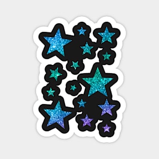 Blue Green Ombre Faux Glitter Stars Magnet