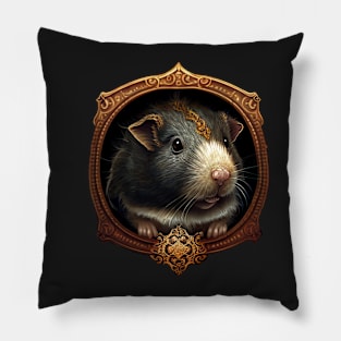 Gold Framed Dark Fantasy Guinea Pig Emblem Pillow