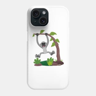 Cute happy gibbon ape cartoon illustration Phone Case