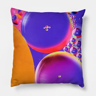 Colorful close up of oil drops in water Pillow