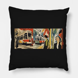 The Art of Trams - Soviet Realism Style #002 - Mugs For Transit Lovers Pillow