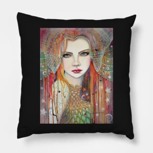 Gypsy Boho Contemporary Art Beautiful Woman Fantasy Artwork Pillow