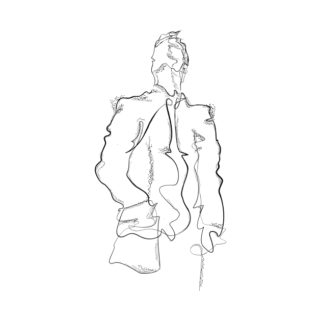 Simple Man Sketch - Male Figure One Line Art by Space Sense Design Studio