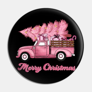 Pink Merry Christmas vintage Pin