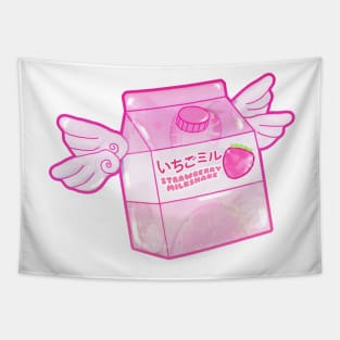 Japanese Aesthetics Kawaii Strawberry Milk Shake Tapestry