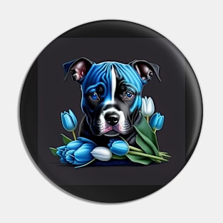 Staffy And Tulips Pin