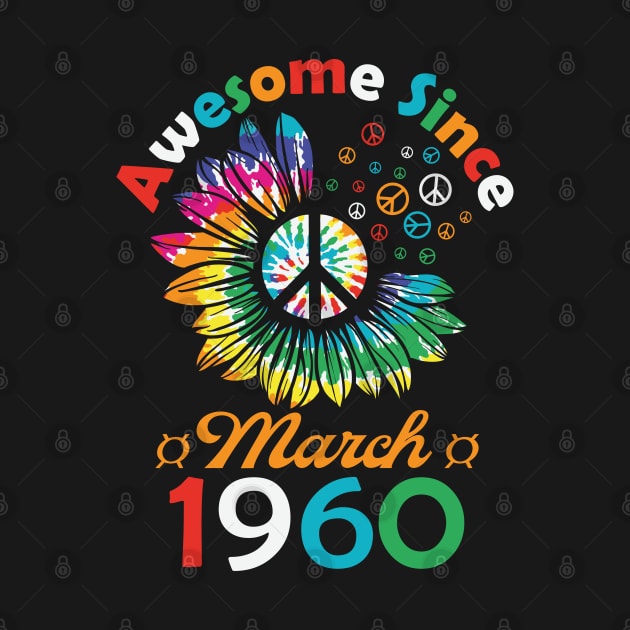 Funny Birthday Quote, Awesome Since March 1960, Retro Birthday by Estrytee