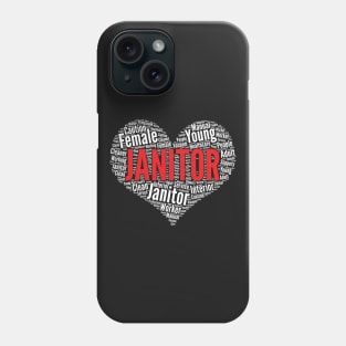 Janitor Heart Shape Word Cloud Design design Phone Case