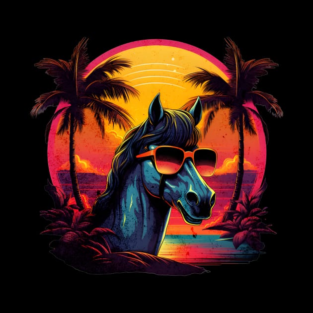 Retro Wave Arabian Horse Miami by Miami Neon Designs