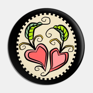 Folk Art Garden Hearts Pin