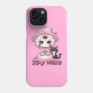 Stay Weird Three Eyed Witch with Black Cat Phone Case