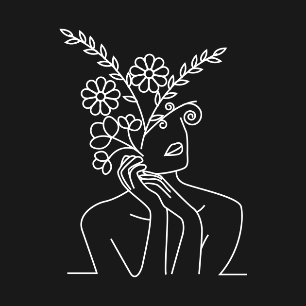 one line woman with a flower head by ArtsySoul